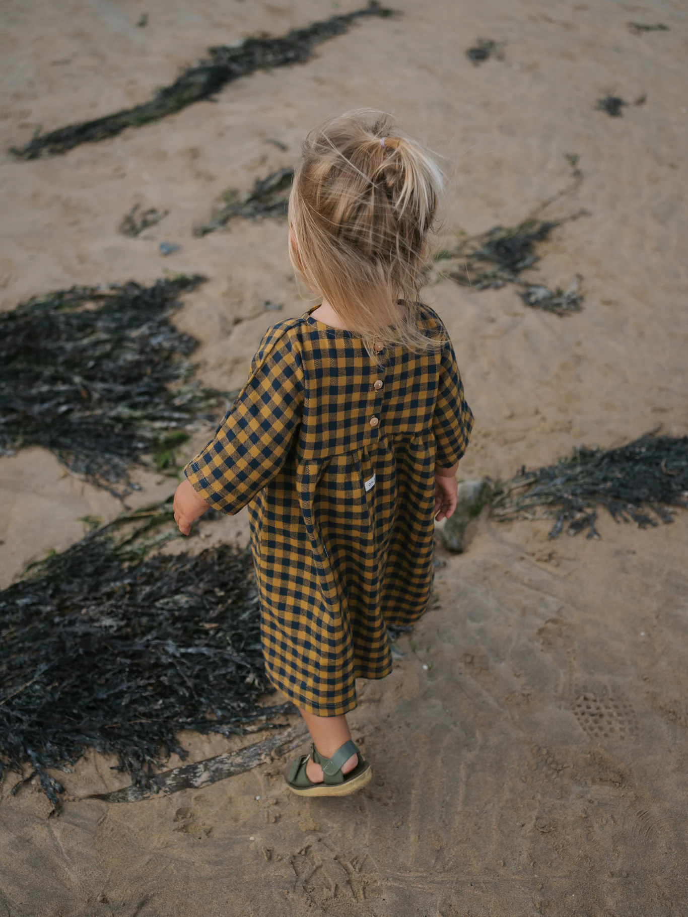 Blueberry Gingham Gather Dress - Image 5