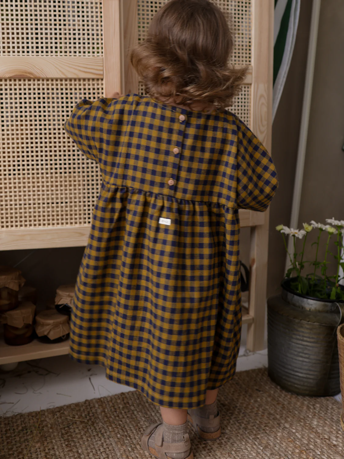 Blueberry Gingham Gather Dress - Image 8
