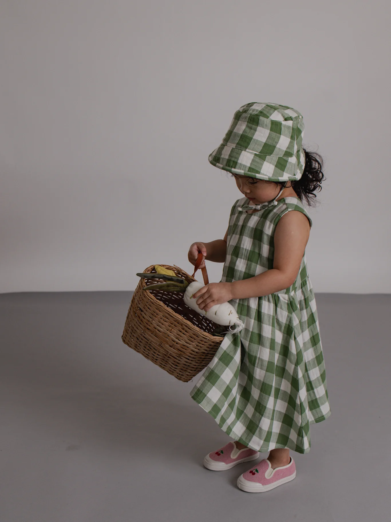 Dill Gingham Bucket Sun Hat - Image 2
