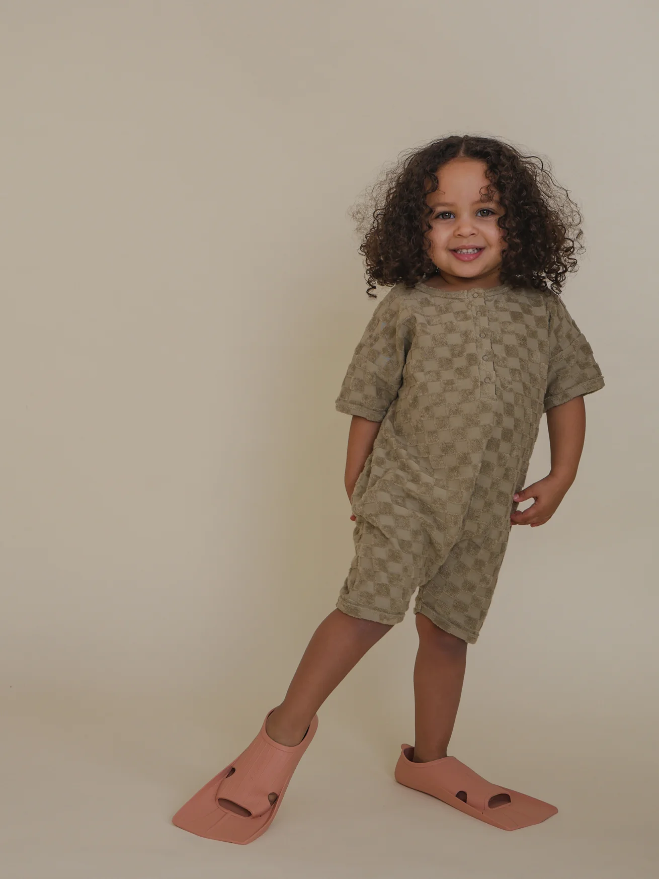 Dusky Checkerboard Terry Beach Romper - Image 5
