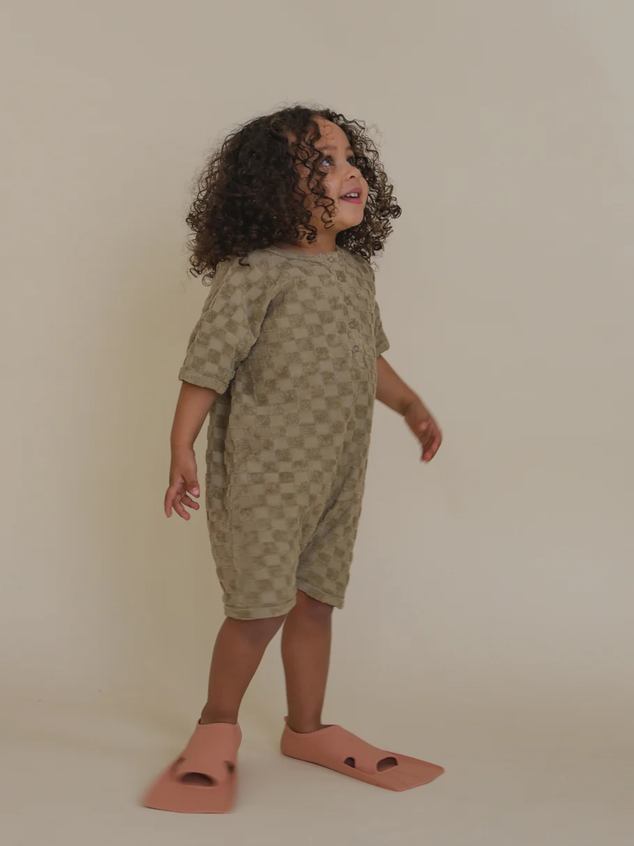 Dusky Checkerboard Terry Beach Romper - Image 7