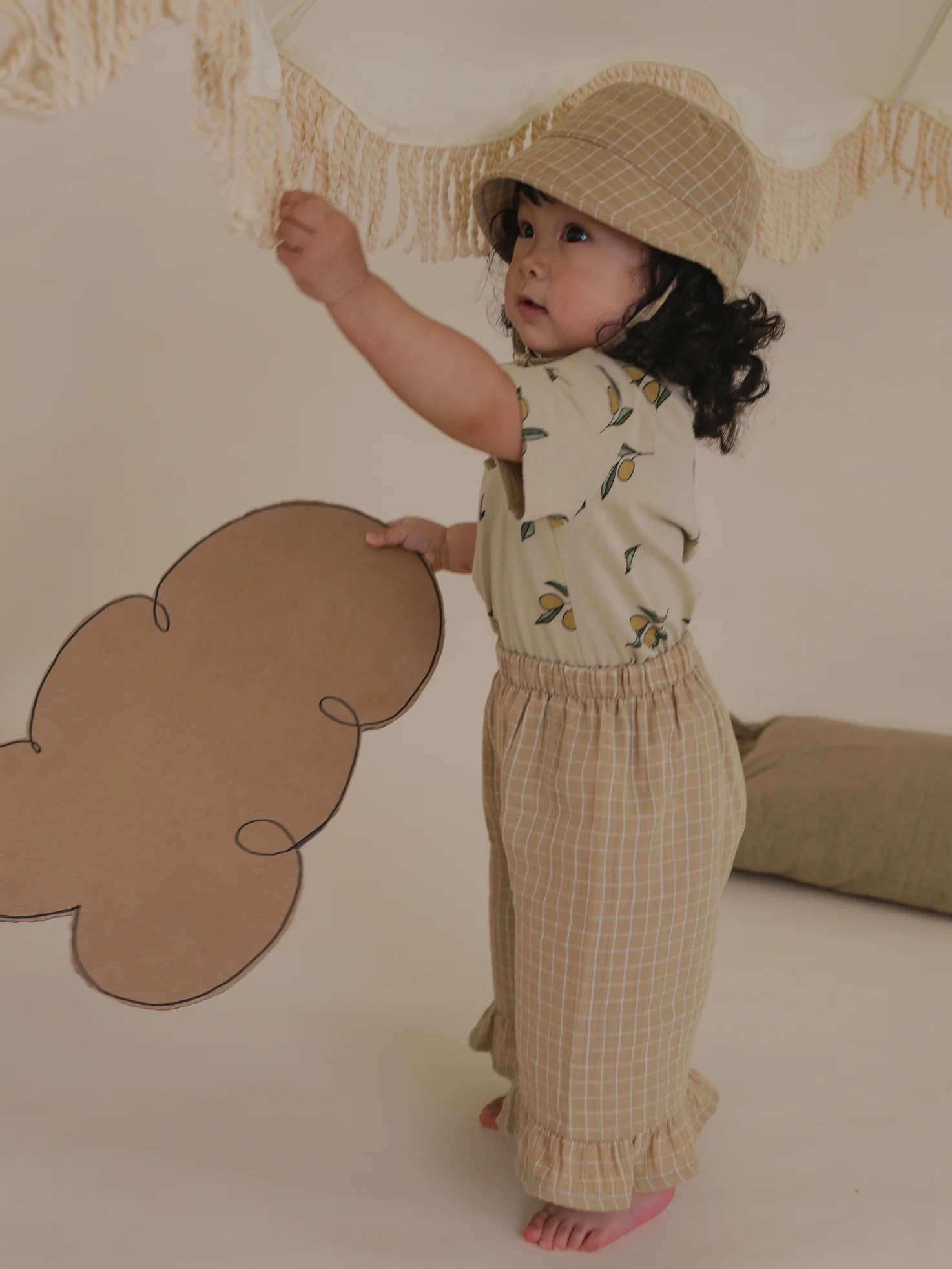 Grid Check Wheat Bucket Sun Hat - Image 7