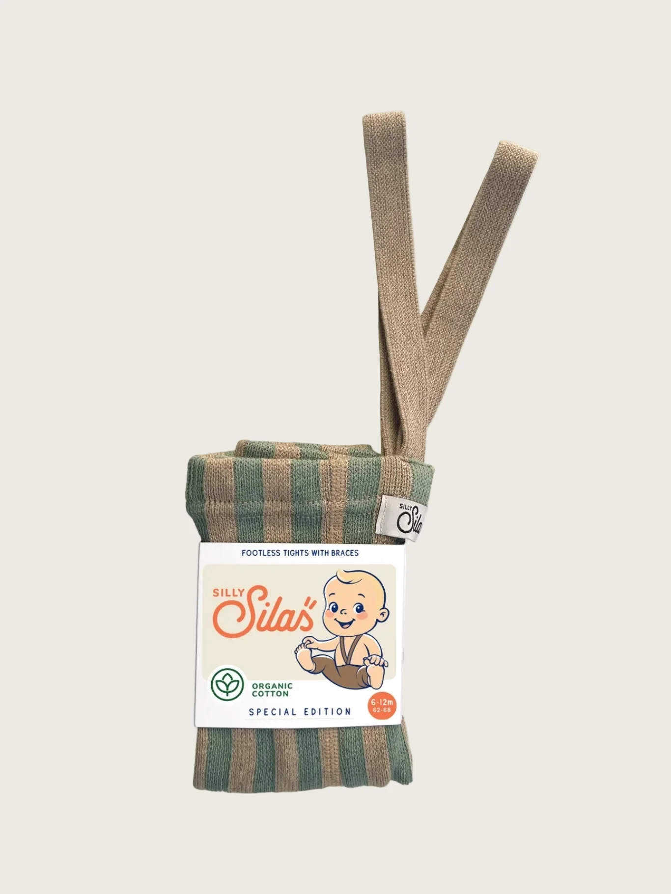 Matcha and Peanut Striped Footless Tights