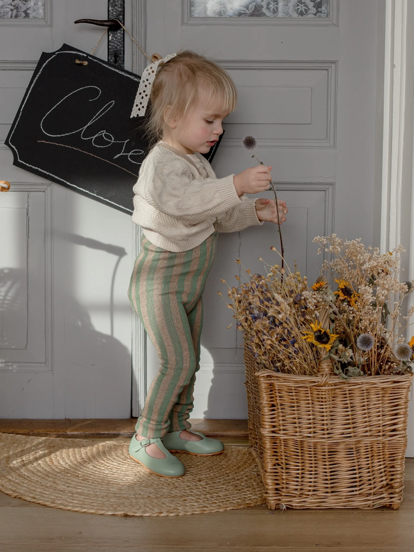 Matcha and Peanut Striped Footless Tights - Image 2