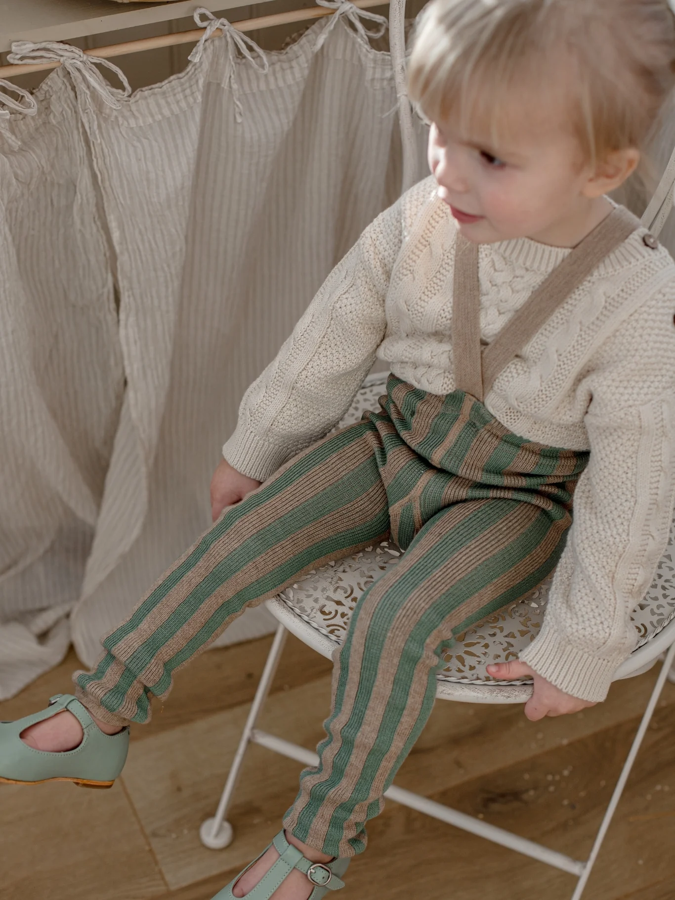 Matcha and Peanut Striped Footless Tights - Image 4