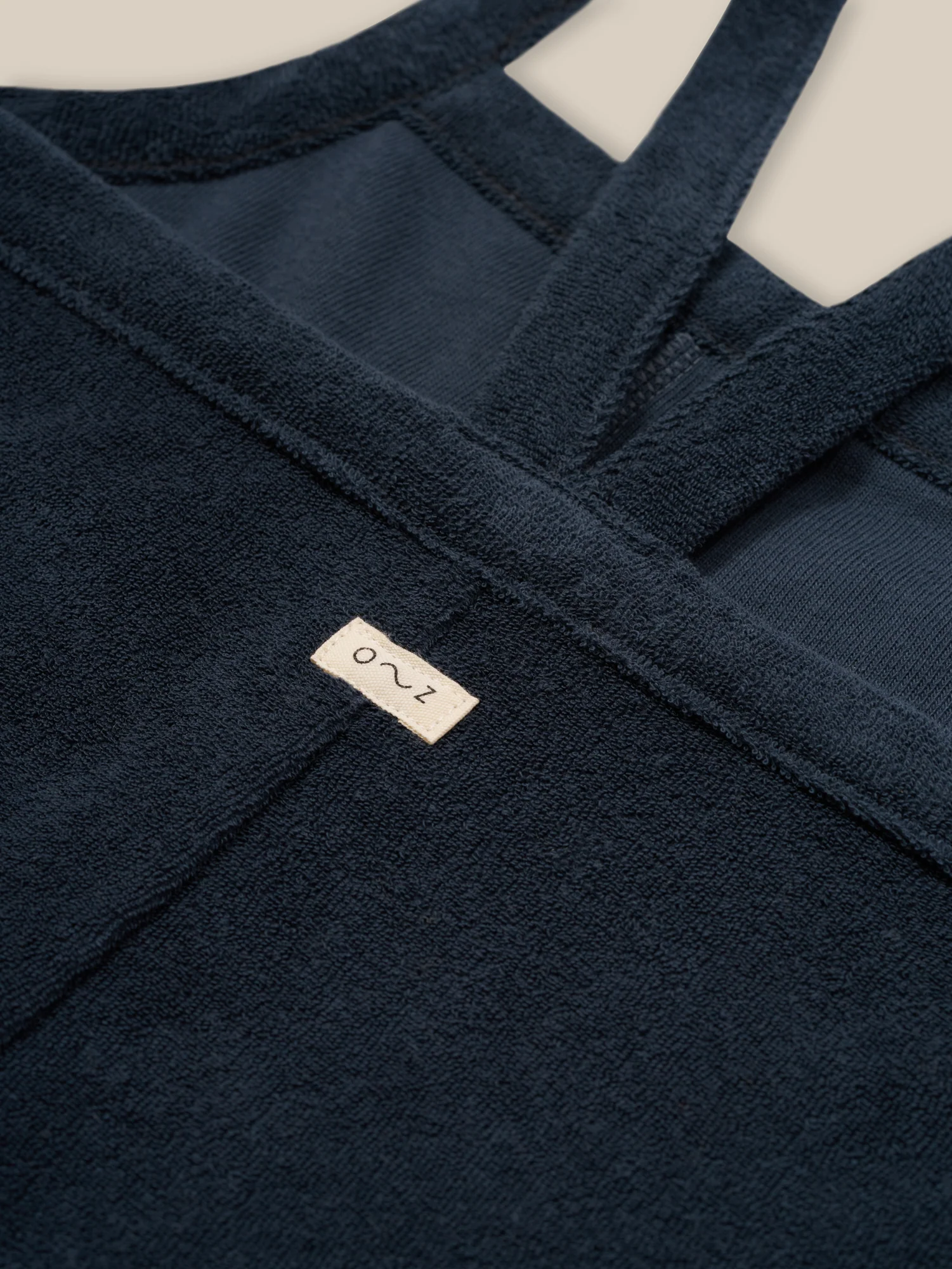 Navy Terry Cropped Dungarees - Image 3