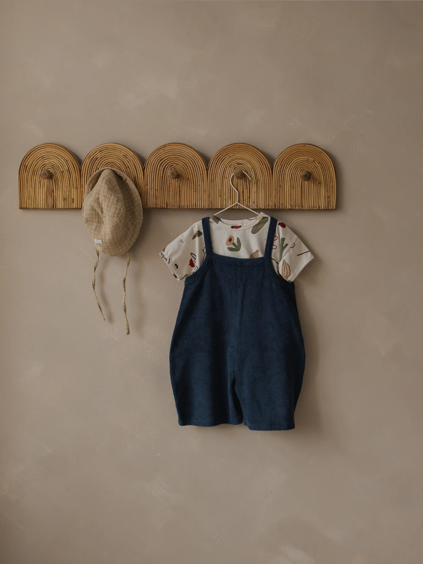 Navy Terry Cropped Dungarees - Image 5