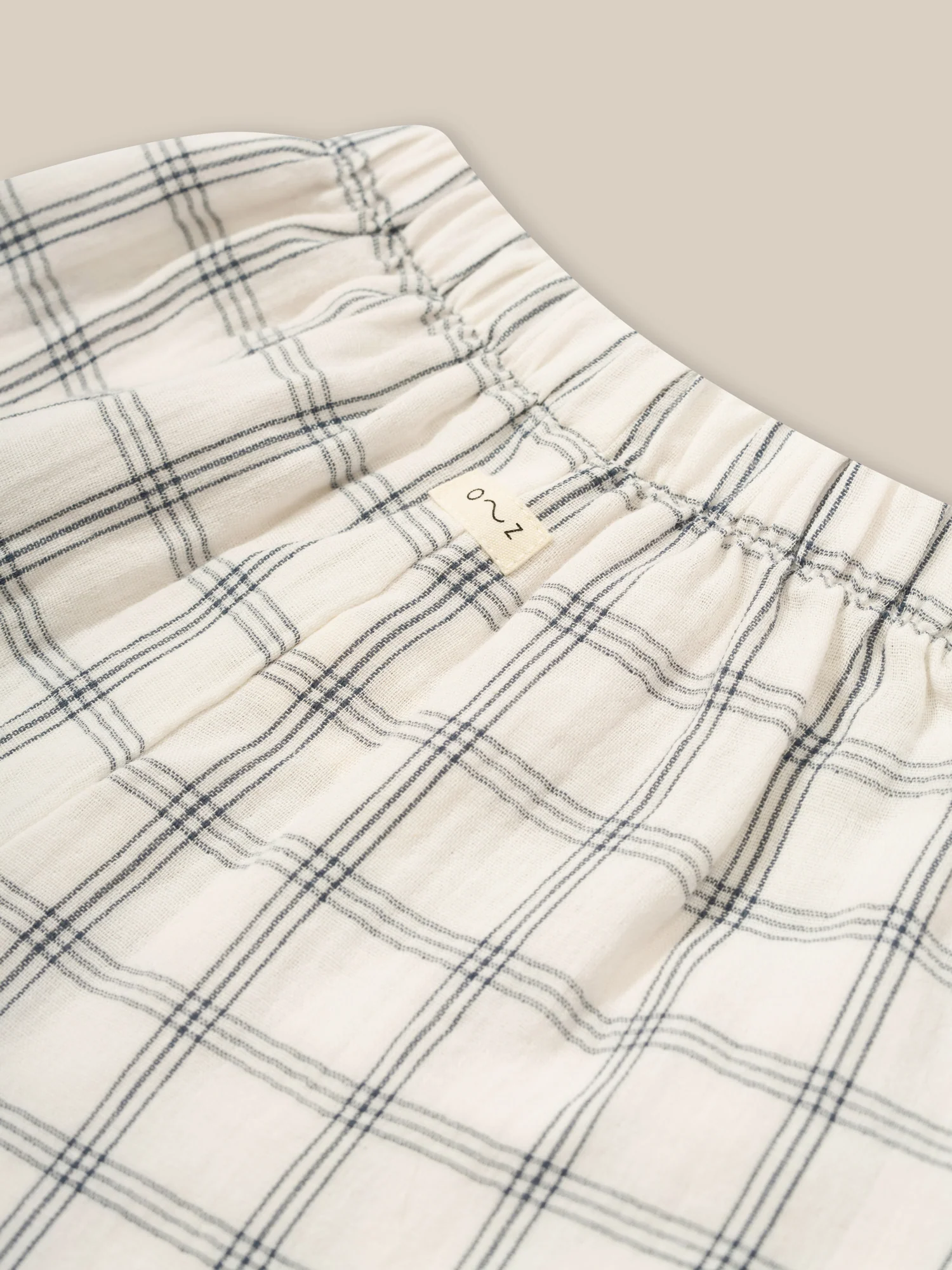 Navy Window Check Wide Leg Pants - Image 3