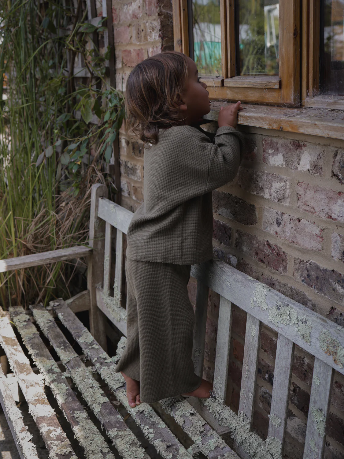 Olive Waffle Boxy Sweatshirt - Image 3