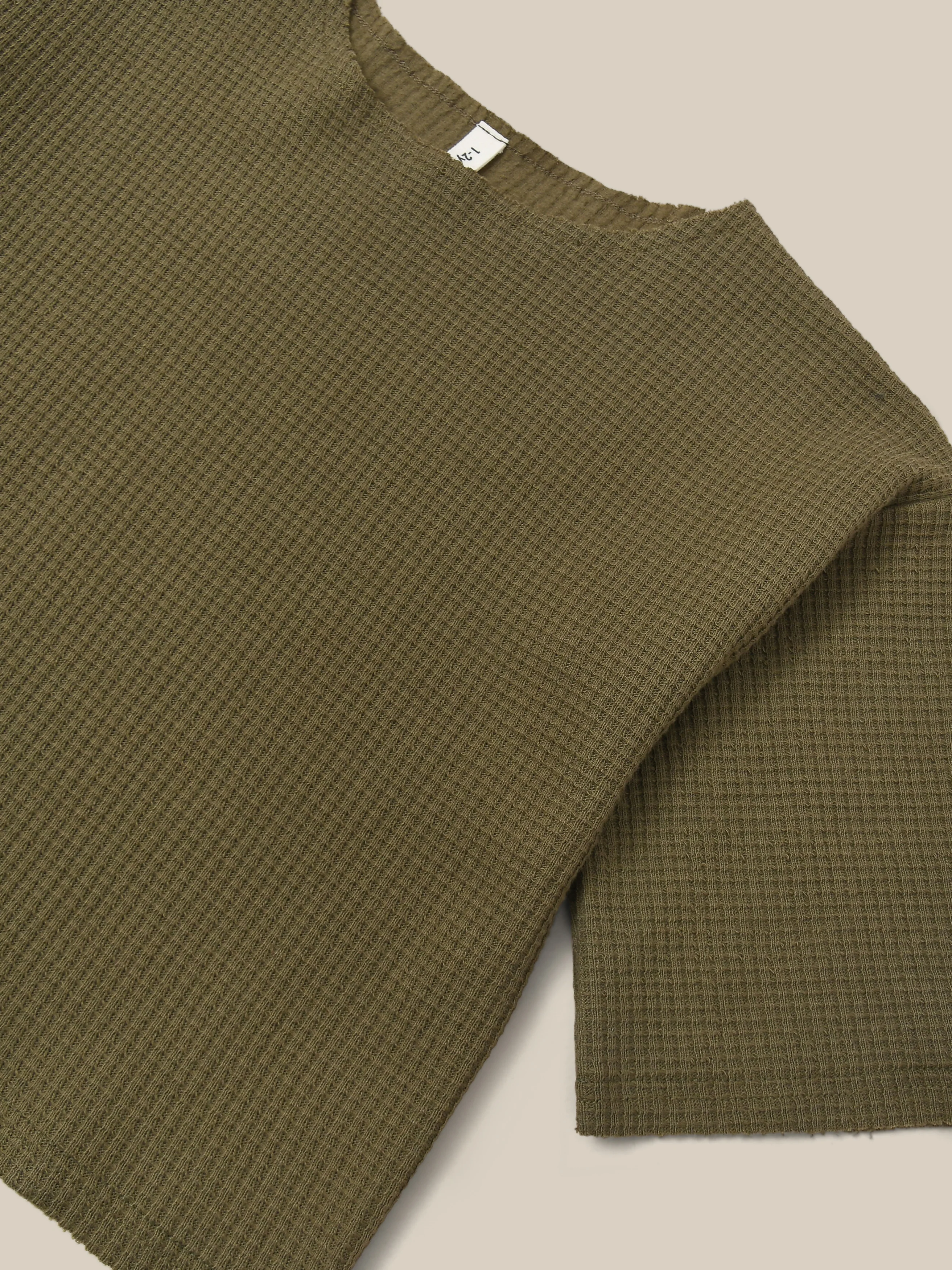 Olive Waffle Boxy Sweatshirt - Image 4