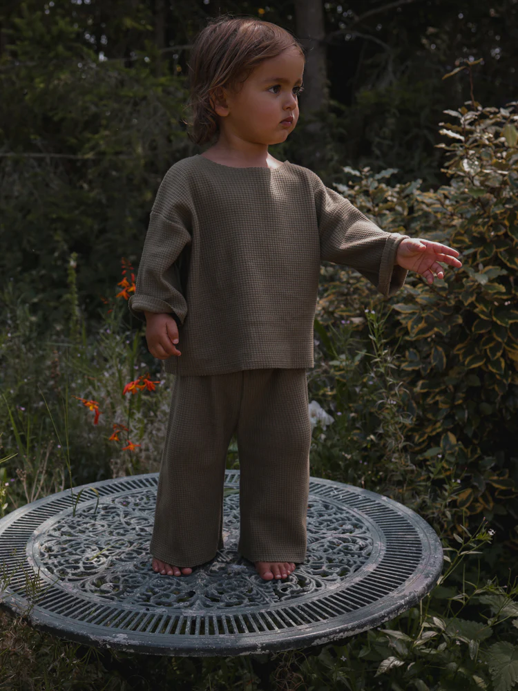 Olive Waffle Boxy Sweatshirt - Image 5