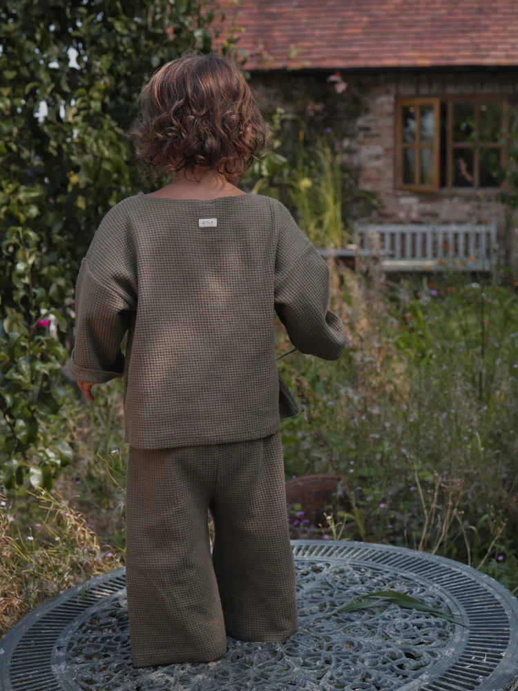 Olive Waffle Boxy Sweatshirt - Image 6