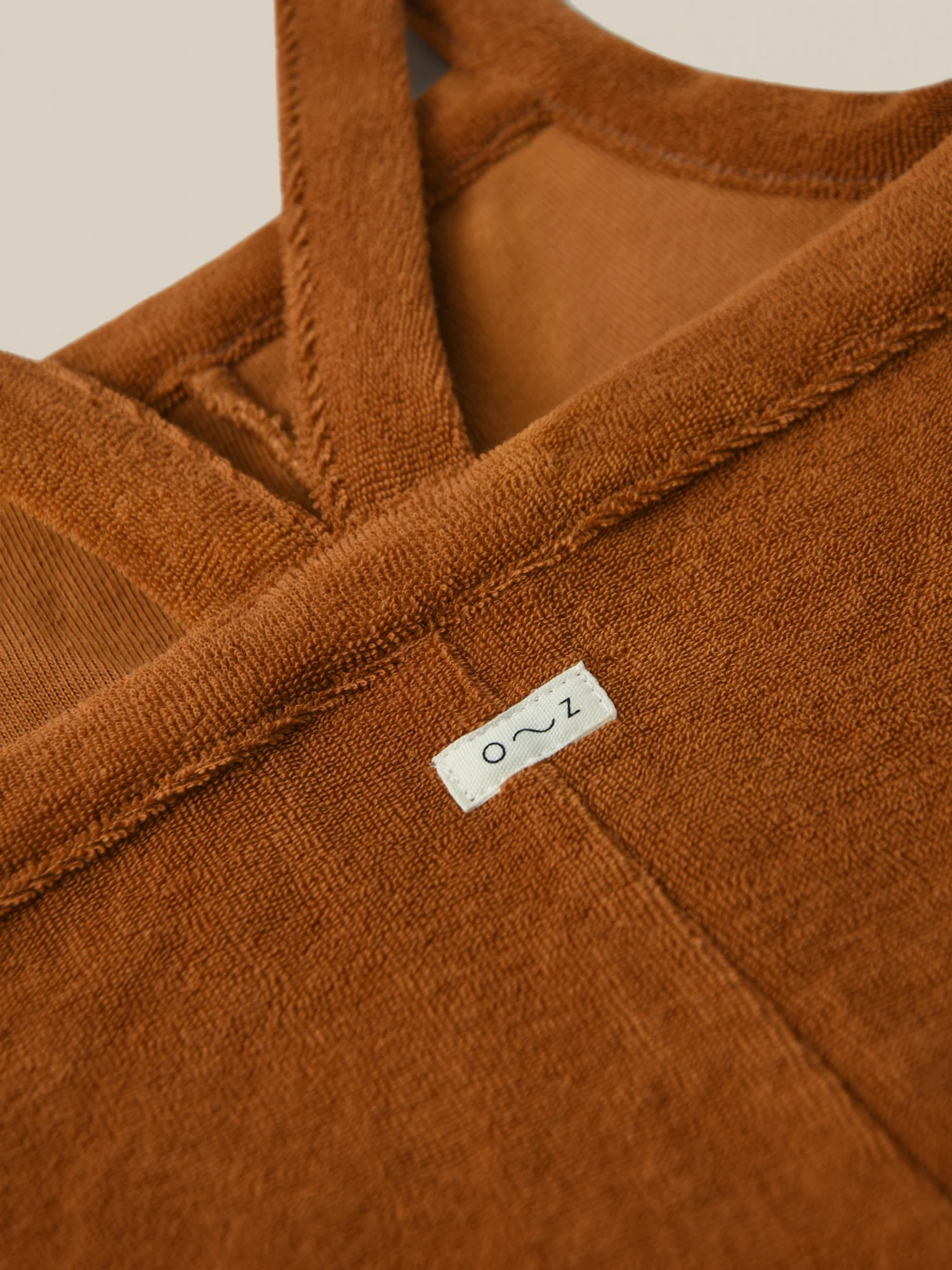 Terracotta Terry Cropped Dungarees - Image 5