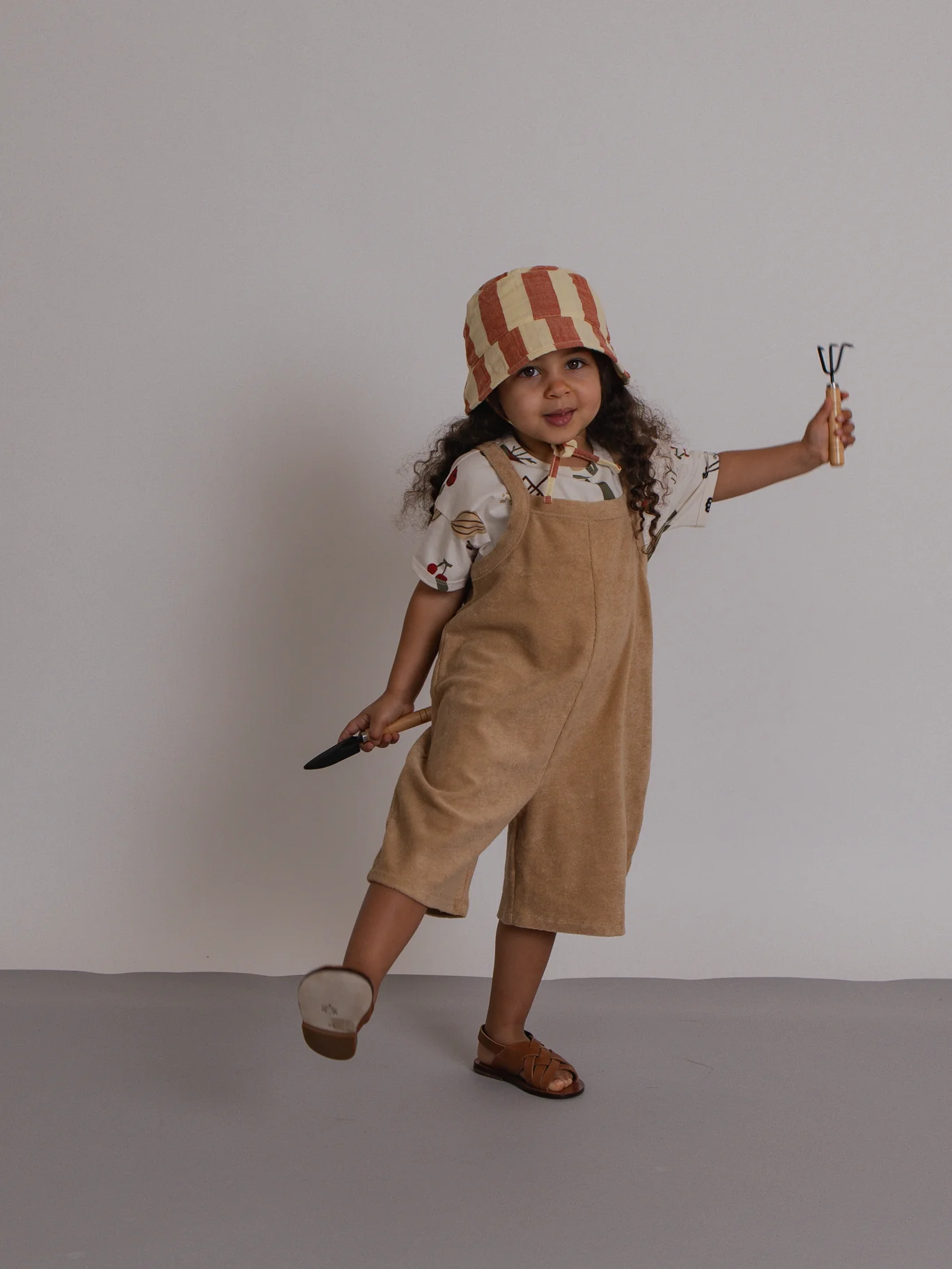 Wheat Terry Cropped Dungarees - Image 2