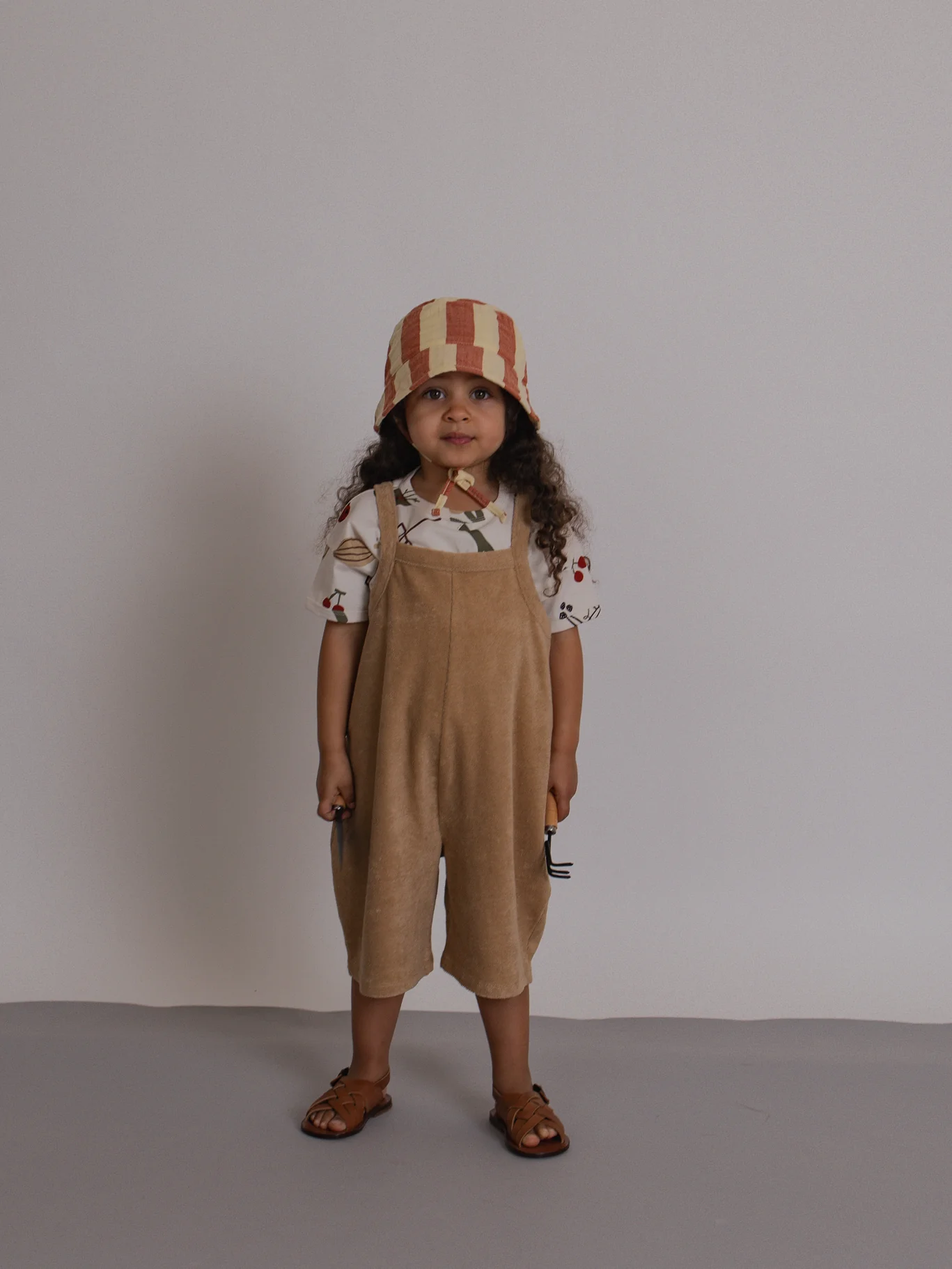 Wheat Terry Cropped Dungarees - Image 5